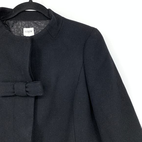 J. Crew Factory Bow Detail Peacoat Womens Size 10 Black Wool Blend NEW - Picture 3 of 7